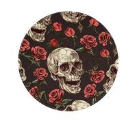 Mouse Pad Sugar Skull Halloween Red Rose Flower Skeleton Print Mousemat Portable Desk Mat Washable Mousepad For Travel Laptop Pc 20X20 Cm