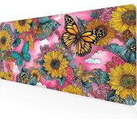 Mouse Pad Sunflower Gaming Mouse Pad Butterfly Large Desk Mat 1400x600x3mm,Work From Home Essentials Non-Slip Rubber Base Special Textured Water-Resistant Surface Wear-Resistant For Laptop Y1-379