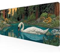 Mouse Pad Swan Gaming Mouse Pad Forest Large Desk Mat 1400x600x3mm,Work From Home Essentials Non-Slip Rubber Base Special Textured Water-Resistant Surface Wear-Resistant Desk Matt For Laptop Y1-486