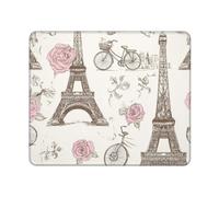 Mouse Pad The Eiffel Tower and a Bicycle Mouse Mat Computer Gaming Mouses Pad with Anti-Slip Rubber Base Washable Mouses Mat for Laptop Computer Mats for Office Gaming 9.4"x7.9"
