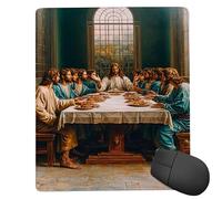 Mouse Pad The Last Supper Small Mouse Mat 50x25 cm with Stitched Edge, Waterproof Mousepad Smooth Surface Mousepad with Non-Slip Rubber Base, for PC Laptop Office Small Desk Mat, Gifts for Men uk-1204
