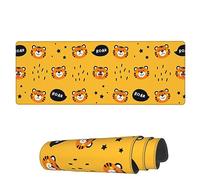 Mouse Pad Tiger Doodle Animals Large Mouse Pads Stitched Edges Desk Pad, For Travel, Office, Laptop, 80x30cm