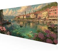 Mouse Pad Town Gaming Mouse Pad Flowers Large Desk Mat 800x400x3mm,Work From Home Essentials Non-Slip Rubber Base Special Textured Water-Resistant Surface Wear-Resistant Desk Matt For Laptop Y1-252