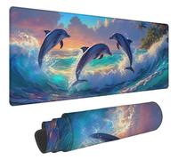 Mouse Pad Turquoise Desk Mat large Animal Mouse and Keyboard Desk Mat Large 1200x600mm With Anti-Slip Rubber Base Waterproof Surface Keyboard Mat With Stitched Edges Durable Materials for Office T192
