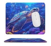 Mouse Pad, Underwater World Colourful Corals Wildlife Sea Turtle Comfortable Mouse Mat Portable Mousepads For Game Work Studying 25X30Cm