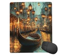 Mouse Pad Venice Water City Small Mouse Mat 18x22 cm with Stitched Edge, Waterproof Mousepad Smooth Surface Mousepad with Non-Slip Rubber Base, for PC Laptop Office Small Desk Mat, Gifts uk-1005