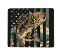 Mouse Pad Vintage Camouflage Usa Flag Big Mouth Bass Writing Mat Comfortable Decor Computer Mouse Mat, For Travel, Work, Desk, Office, 25x30cm