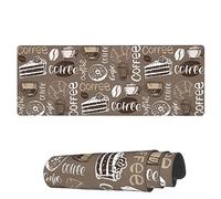 Mouse Pad Vintage Doodle Coffee Pattern Large Mouse Pads Stitched Edges Mousepad, For Study, Work, Office, 80x30cm