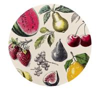 Mouse Pad, Vintage Doodle Set with Fruits Round Computer Mousepad Non-Slip Base, Gaming Mouse Mat for Laptop Office Home, 10 x 10 Inch