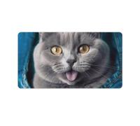 Mouse Pad Washable Computer Mousepad with Non-Slip Rubber Base Blue Cat Sticking Out Tongue Mouse Mat for Laptop Desk Accessories Mat Gaming Mousepad for Office Table Computer Home 40X75cm