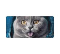 Mouse Pad Washable Computer Mousepad with Non-Slip Rubber Base Blue Cat Sticking Out Tongue Mouse Mat for Laptop Desk Accessories Mat Gaming Mousepad for Office Table Computer Home 40x90cm