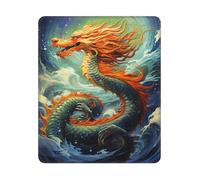 Mouse Pad Washable Computer Mousepad with Non-Slip Rubber Base Chinese Dragon Oil Painting Mouse Mat for Laptop Desk Accessories Mat Gaming Mousepad for Office Table Computer Home 25x30 cm