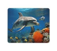 Mouse Pad Washable Computer Mousepad with Non-Slip Rubber Base Dolphins Blue Mouse Mat for Laptop Desk Accessories Mat Gaming Mousepad for Office Table Computer Home 25x30 cm