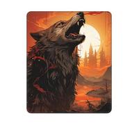 Mouse Pad Washable Computer Mousepad with Non-Slip Rubber Base Howling Wolf and Moon Mouse Mat for Laptop Desk Accessories Mat Gaming Mousepad for Office Table Computer Home 25x30 cm