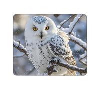 Mouse Pad Washable Computer Mousepad with Non-Slip Rubber Base Winter White Owl Mouse Mat for Laptop Desk Accessories Mat Gaming Mousepad for Office Table Computer Home 25x30 cm