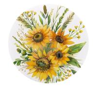 Mouse Pad, Watercolor Rustic Farmhouse Sunflowers Round Computer Mousepad Non-Slip Base, Gaming Mouse Mat for Laptop Office Home, 10 x 10 Inch