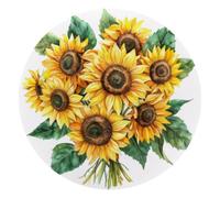 Mouse Pad, Watercolor Sunflowers Bouquet Pattern Round Computer Mousepad Non-Slip Base, Gaming Mouse Mat for Laptop Office Home, 10 x 10 Inch