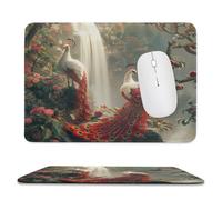 Mouse Pad, Watercolor Tropical Leaves Mountain Waterfall Beautiful Peacock Professional Mouse Mat Multifunctional Mousepads For Typing Studying Laptop 25X30Cm