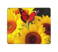 Mouse Pad Waterproof Computer Mousepad with Non-Slip Rubber Base Yellow Sunflowers with Red Butterfly Mouse Pad Laptop Desk Pad Washable Gaming Mouse Mat for Laptop Office Home 7 x 8.6 in