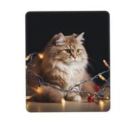 Mouse Pad Waterproof Gaming Mousepad with Non-Slip Rubber Base A cat and Christmas lights Mouse Mat Computer Mousepad for Laptop Washable Desk Mat for Office Table Home 25x30 cm