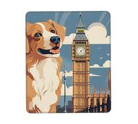 Mouse Pad Waterproof Gaming Mousepad with Non-Slip Rubber Base A dog sitting next to a building and Big Ben Mouse Mat Computer Mousepad for Laptop Washable Desk Mat for Office Table Home 25x30 cm