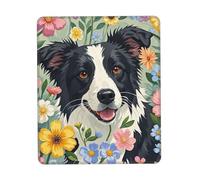 Mouse Pad Waterproof Gaming Mousepad with Non-Slip Rubber Base Border Collie Florals Mouse Mat Computer Mousepad for Laptop Washable Desk Mat for Office Table Home 25x30 cm