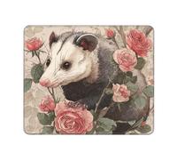 Mouse Pad Waterproof Gaming Mousepad with Non-Slip Rubber Base Opossum and Roses Mouse Mat Square Computer Mousepad for Laptop Washable Desk Mat for Office Table Home 25x30 cm