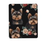 Mouse Pad Waterproof Gaming Mousepad with Non-Slip Rubber Base Rose and Yorkie Puppy Mouse Mat Computer Mousepad for Laptop Washable Desk Mat for Office Table Home 25x30 cm