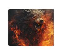 Mouse Pad Waterproof Gaming Mousepad with Non-Slip Rubber Base Wild Wolf in the Fire Mouse Mat Square Computer Mousepad for Laptop Washable Desk Mat for Office Table Home 25x30 cm
