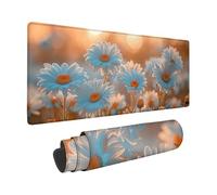 Mouse Pad White, Chrysanthemum Mouse Mat 1000x500x3 mm with Stitched Edges, Large Gaming Mousepad Non-Slip Rubber Base Design, Waterproof Mousemat for Computers Laptop Desk Office Accessories -zzg054W