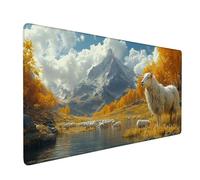 Mouse Pad White Desk Mat 900x400mm Gaming Mouse Pad Sheep Mousepad Large with Anti-Slip Rubber Base, Waterproof Mousemat Durable Gaming Mat Desk accessories for Office Decor, Gifts for Woman J1-950