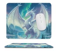 Mouse Pad White Dragon Snow Mountain Tree Green Aurora Durable Table Pad Comfortable Desk Mat For Work Computer Pc 10X12In