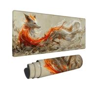 Mouse Pad White, Fox Mouse Mat 1500 X 800 X 3 MM with Stitched Edges, Large Gaming Mousepad Non-Slip Rubber Base Design, Waterproof Mousemat for Computers Laptop Desk Office Accessories -zzg25056Z