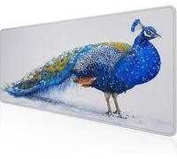 Mouse Pad White Gaming Mouse Pad Peacock Large Desk Mat 1400x600x3mm,Work From Home Essentials Non-Slip Rubber Base Special Textured Water-Resistant Surface Wear-Resistant Desk Matt For Laptop Y1-416