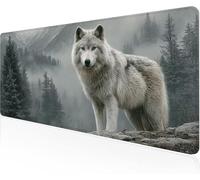 Mouse Pad White Gaming Mouse Pad Wolf Large Desk Mat 1600x800x3mm,Work From Home Essentials Non-Slip Rubber Base Special Textured Water-Resistant Surface Wear-Resistant For Office PC,Laptop Y1-228