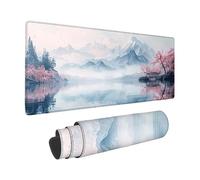Mouse Pad White, Snow Mountain Mouse Mat 32x16x0.12inch with Stitched Edges, Large Gaming Mousepad Non-Slip Rubber Base Design, Waterproof Mousemat for Laptop Desk Office Accessories -zzg05ES7JW