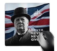 Mouse Pad Winston Churchill Never Give Up Stitched Edges Mouse Mat Comfortable Gaming Mousepad For Work Office Laptop 25X30Cm