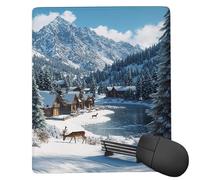 Mouse Pad Winter Scenery Small Mouse Mat 30x25 cm with Stitched Edge, Waterproof Mousepad Smooth Surface Premium-Textured Mousepad with Non-Slip Rubber Base, for PC Laptop Office small Desk Mat uk-152