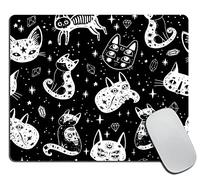 Mouse Pad Witch's Cat and Sugar Skull Leather Mouse Mat Work 25x30cm