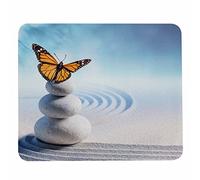 Mouse pad with Anti-Slip Rubber Base, Easy Gliding,Computer Mouse Mat for Computers, Laptop, Gaming, Office & Home, 9.4"x7.9",Butterfly on Massage Stones in Zen Garden