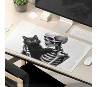Mouse Pad With Funny Sayings Skeleton Holding A Black Cat Mouse Pad Funny Mousepads For Work Desk Pad Large