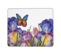 Mouse Pad with Non-Slip Rubber Base 10 x 12 inch Mouse Mat with Stitched Edge Iris Flower Butterfly Gaming Mousepad for Wireless Mouse Computer Laptop Home Office Desk Pad