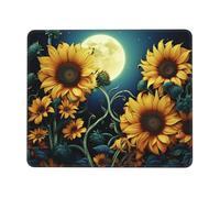 Mouse Pad with Non-Slip Rubber Base 10 x 12 inch Mouse Mat with Stitched Edge Moonlight Sunflower Pattern Gaming Mousepad for Wireless Mouse Computer Laptop Home Office Desk Pad