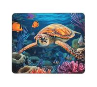 Mouse Pad with Non-Slip Rubber Base 10 x 12 inch Mouse Mat with Stitched Edge Ocean Sea Turtle Tropical Fish Starfish Gaming Mousepad for Wireless Mouse Computer Laptop Home Office Desk Pad