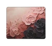 Mouse Pad with Non-Slip Rubber Base 7.9 x 9.5 in Mouse Mat with Stitched Edge Rose Color Blush and Black Gaming Mousepad for Wireless Mouse Computer Laptop Home Office Desk Pad