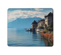 Mouse Pad with Non-Slip Rubber Base 7 x 8.6 in Mouse Mat with Stitched Edge Lake Geneva Switzerland Gaming Mousepad for Wireless Mouse Computer Laptop Home Office Desk Pad