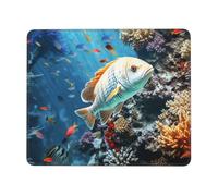 Mouse Pad with Non-Slip Rubber Base 7 x 8.6 in Mouse Mat with Stitched Edge Seabed Underwater Fish Gaming Mousepad for Wireless Mouse Computer Laptop Home Office Desk Pad