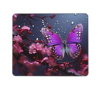 Mouse Pad with Non-Slip Rubber Base 8.3 x 10.3 in Mouse Mat with Stitched Edge Purple Plum Butterfly Gaming Mousepad for Wireless Mouse Computer Laptop Home Office Desk Pad