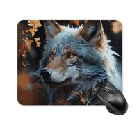 Mouse Pad with Non-Slip Rubber Base Autumn Leaves and A Wolf Mouse Mat with Stitched Edge Mousepad for Desk Wireless Mouse Gaming Mouse Mat for Computer Laptop Home Office