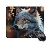 Mouse Pad with Non-Slip Rubber Base Autumn Leaves and A Wolf Mouse Mat with Stitched Edge Mousepad for Desk Wireless Mouse Gaming Mouse Mat for Computer Laptop Home Office
